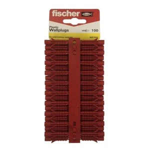 Fischer WR100C Red Plastic Wallplugs, 6 x 30mm - Pack of 100
